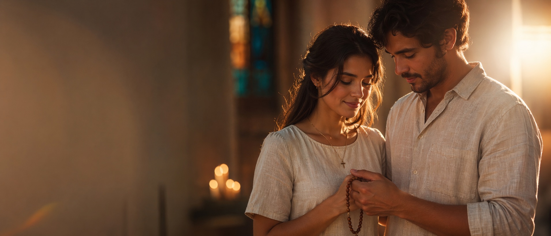 Casal católico em momento de conexão