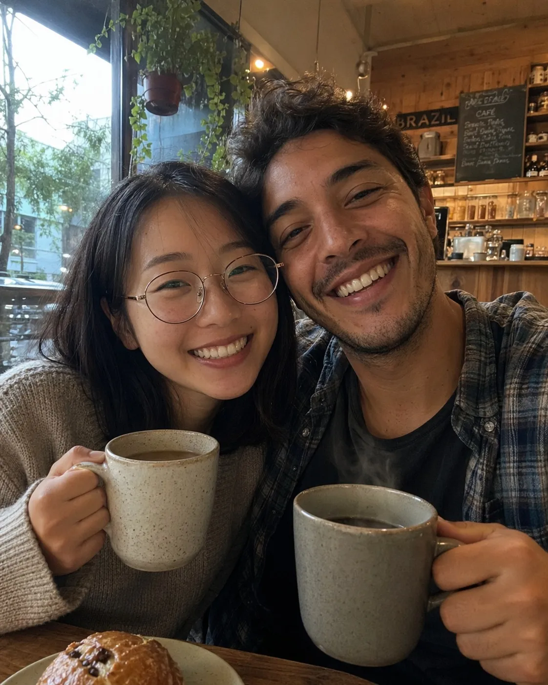 Casal rezando juntos ao entardecer