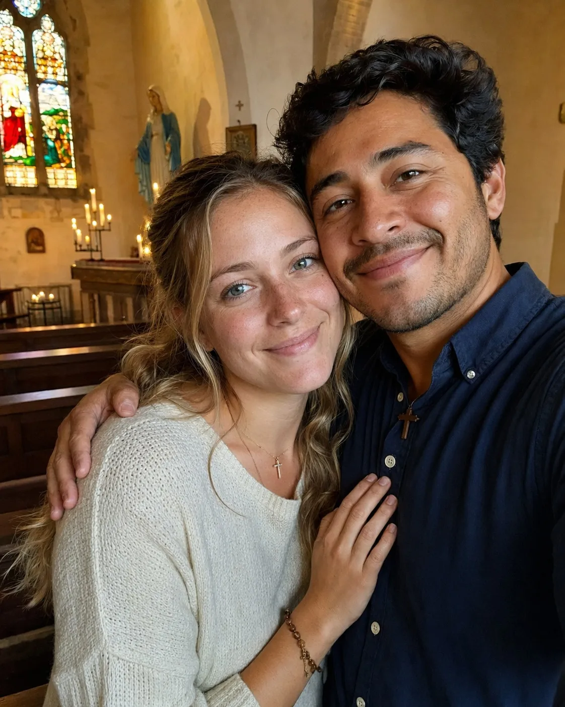 Noivos em cerimônia de casamento na paróquia