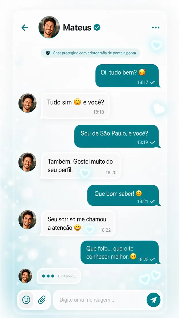 Tela de conversa do My Vow com recursos de segurança